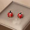 Pinkdudu Cute Red Ladybug Drip Glaze Beetle Stud Earrings Personality Trendy Insect Earrings for Women Versatile Fashion Accessory PD2540