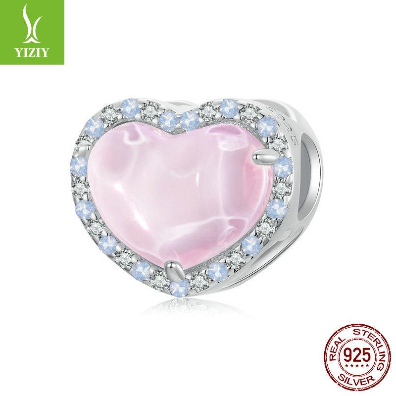 Valentine'S Day Pink Love Diy Bracelet Beaded, Gift For Girlfriend S925 Silver Bead Accessories