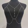 Sexy Bra Chain Multi-layers Shiny Rhinestone Tassel Golden Silver Color Metal Beach Bikini Chest Body Chain Jewelry Necklace Club Accessories