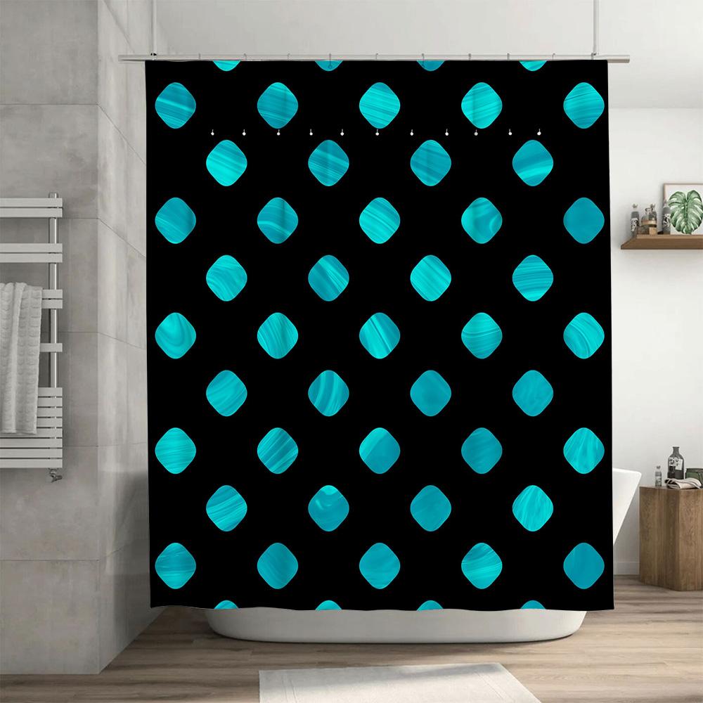 Modern Bath Shower Curtain With Green Pink Moroccan Geometric Pattern Waterproof Fabric For Bathroom Decorations