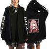 Anime Zero Two Darling In Franxx Hooded Zip-Up Sweatshirt Mens Oversized Fleece Lined Casual Pullover