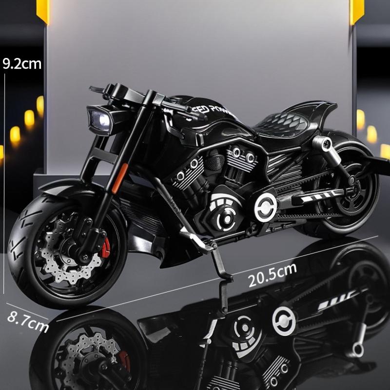 Simulation 1/10 Alloy Har Vintage Motorcycle Model with Sound and Light Diecast Toy Motorbike Collection Miniature Voiture