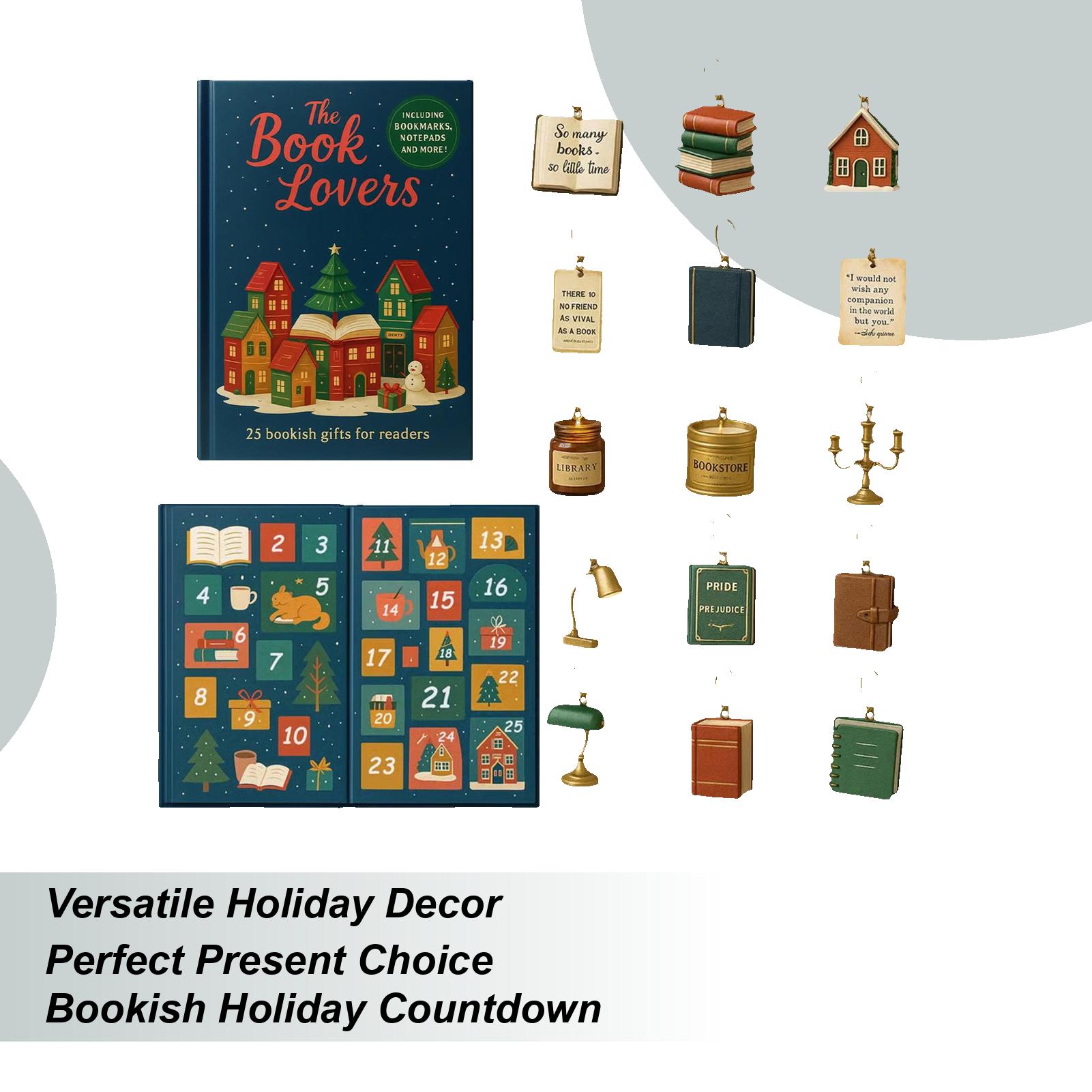 

Book Lovers Advent Calendar 25 Days Christmas Acrylic Book Lovers Ornament 25 Bookish Gifts Party Favors for Desktop Shelf Wall single attribute