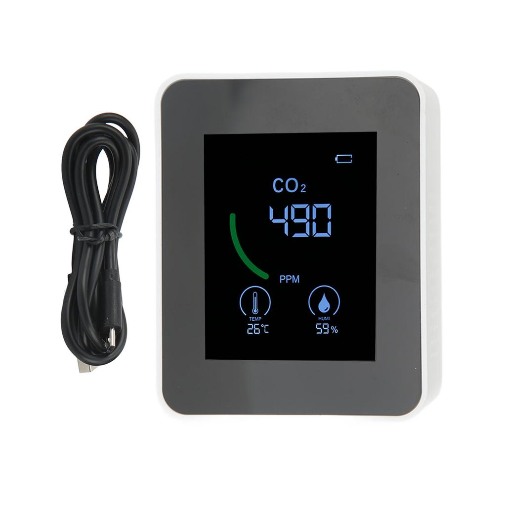 Carbon Dioxide Detector USB Charging TVOC Sensor Semiconductor Air Quality Monitor with Temperature
