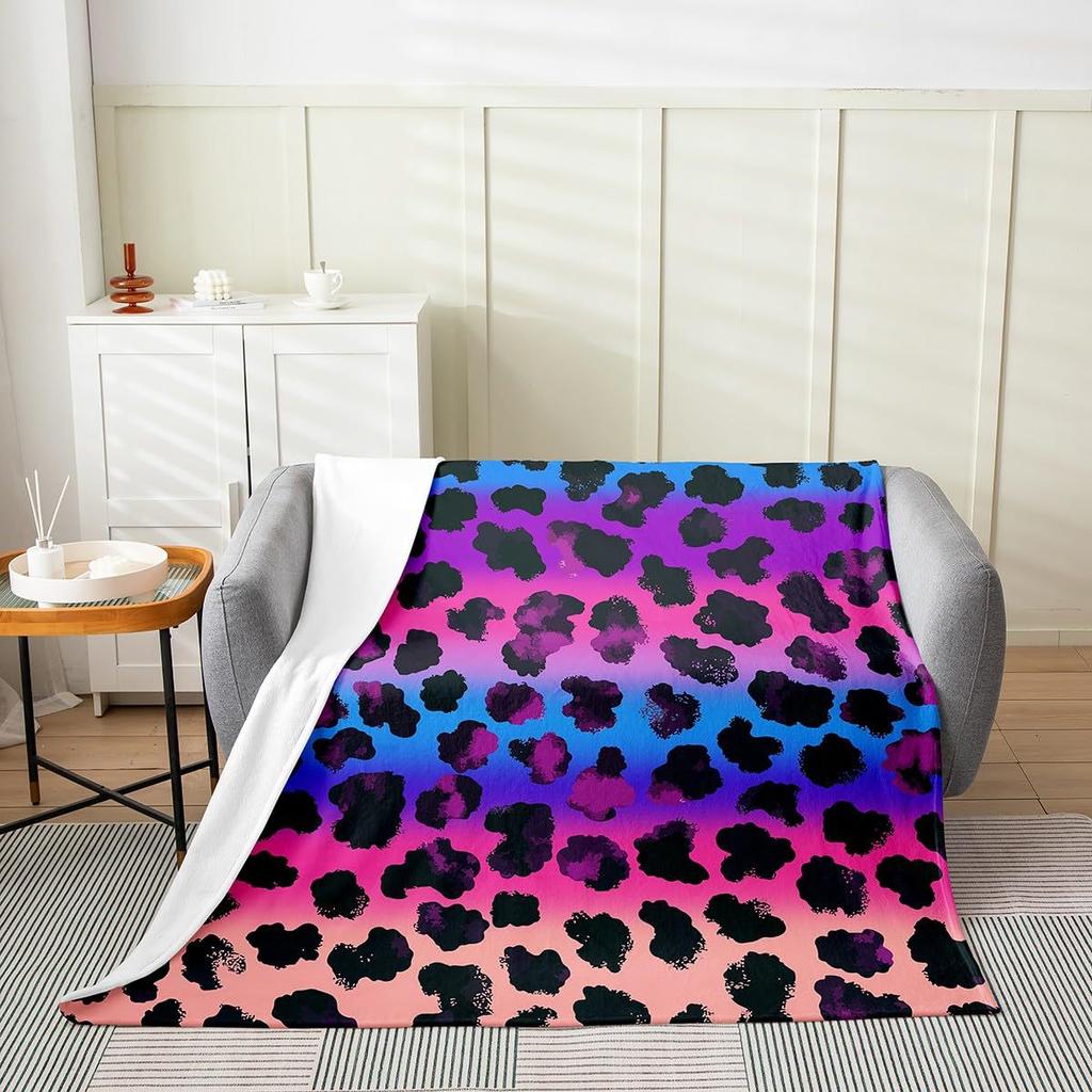 Farbe Leopardenmuster Digitaldruck Decke Damen Erwachsene Flanelldecke Wildleder-Muster Bett Sofa Decke