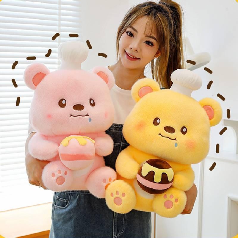 Plush Bear Toy Chef Honey Pot Bear Cartoon Animals Fill Doll Xmas Gifts Garnish