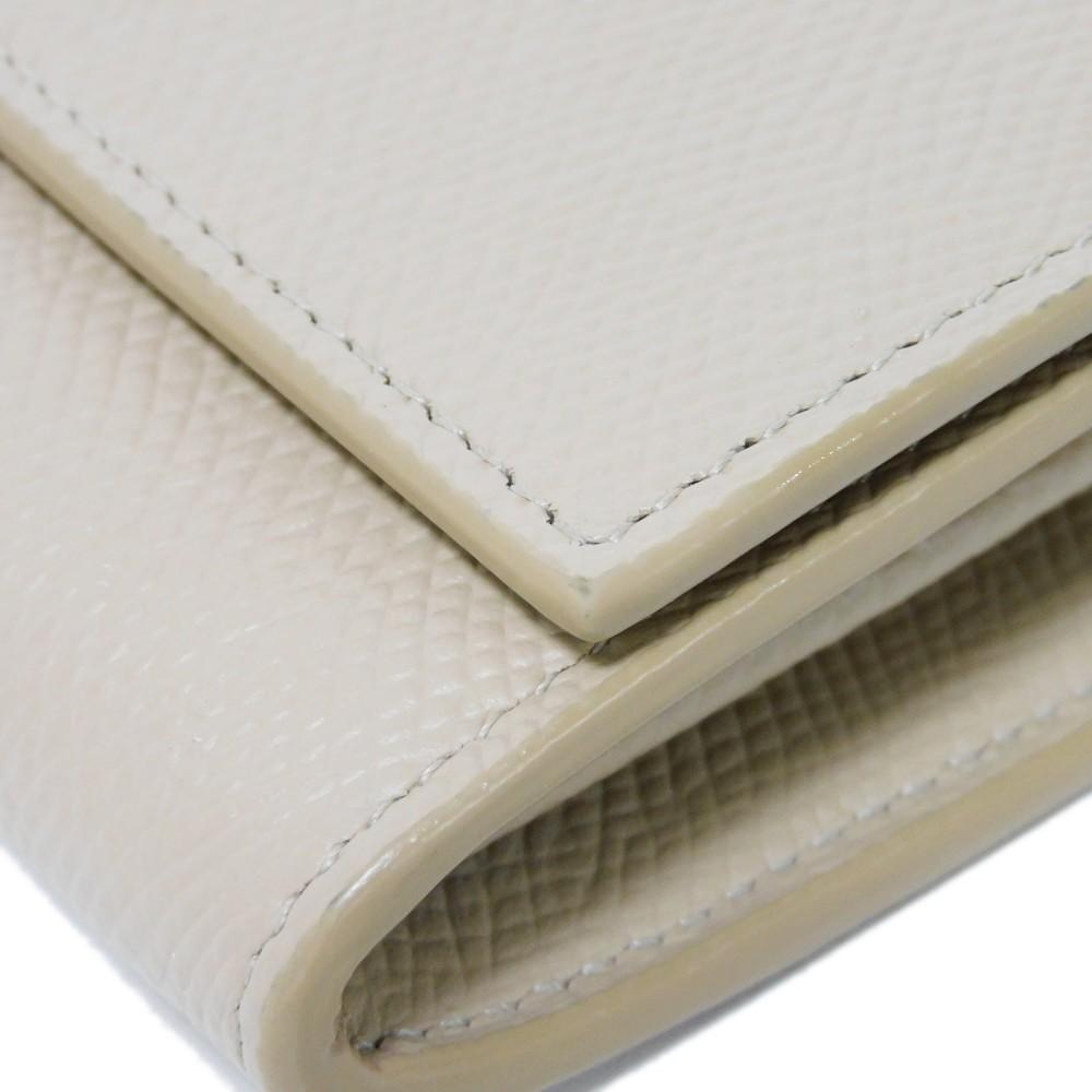 Used 10431 Large Flap Wallet 10B563BEL.03ND 7940 Foil-Stamped Grain Calfskin Beige Bifold Long Wallet New Logo Nude