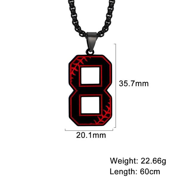 My Shape Baseball Pattern Number Pendant Necklace For Men Sport Basketball Figure Stainless Steel Necklaces Fashion Male Jewelry