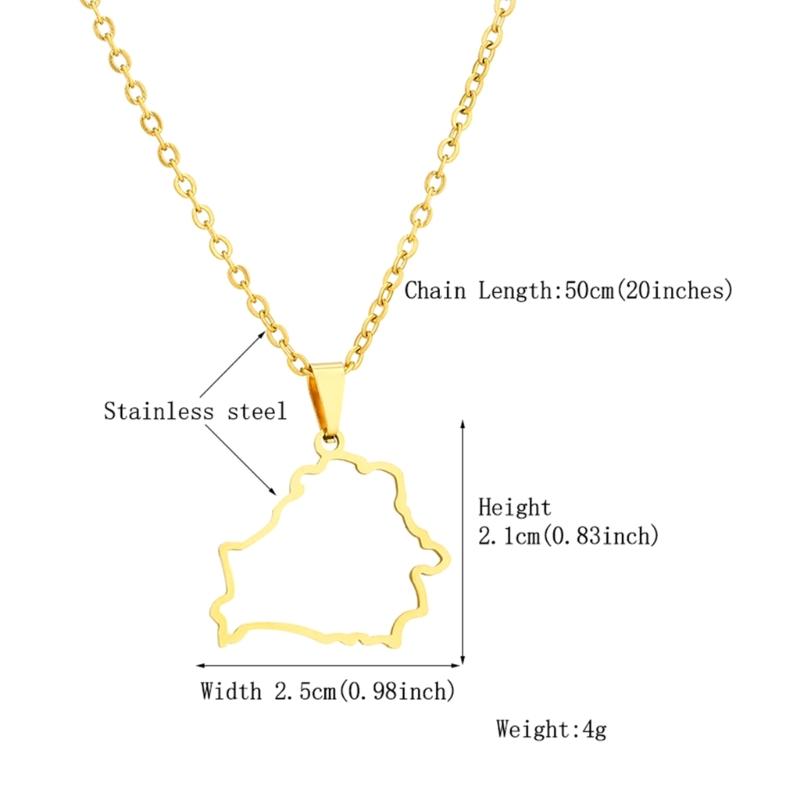 New Belarus Map Pendant Necklace for Men & Women Titanium Steel Gold Silver Color Choker Belarus Belarusian Jewelry Gifts