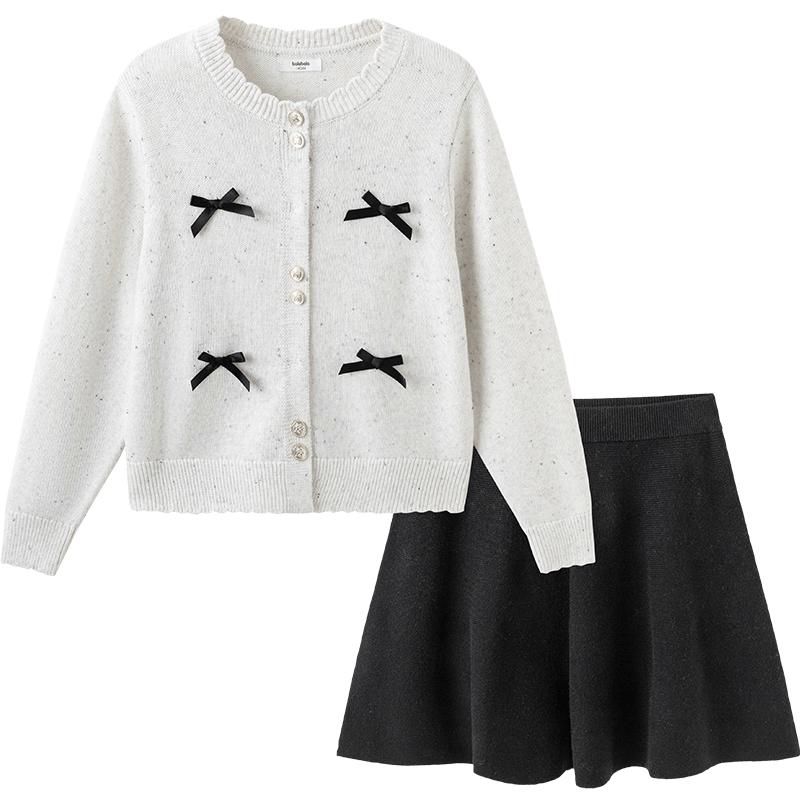 Balabala Girls' Sweet Knit Sweater & Skirt Set