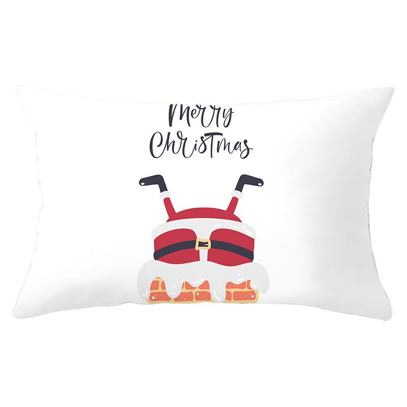 New Christmas Peach Skin Lumbar Pillowcase Cartoon Print Series Sofa Cushion Cover Throw Pillow Cover