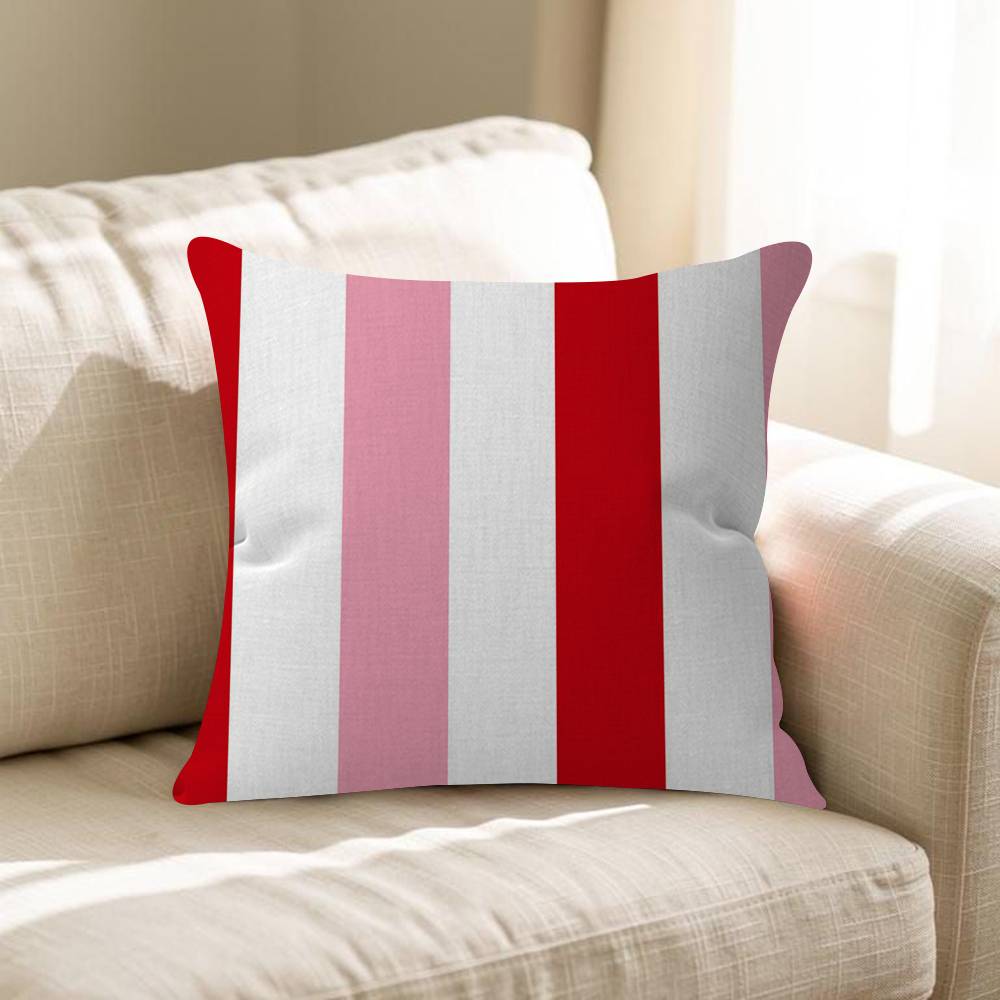 INS Rot-Pink gestreifte Kissenhülle Auto Überwurfskissenhülle für Sofa Auto Weihnachtsgeschenk 40x40cm 45x45cm