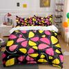 Colorful Leaf Pattern On Black Background Bedding Set 1 Duvet Cover 2 Pillowcases for Adult and Children Luxury Gift Full Size