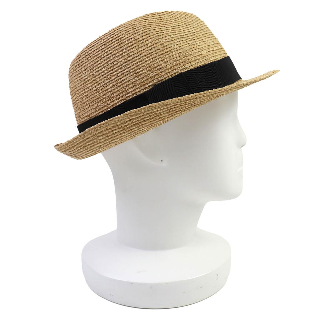 Great HELEN KAMINSKI Hat AVARA Logo Metal Grosgrain Ribbon Straw Hat Natural Women Used