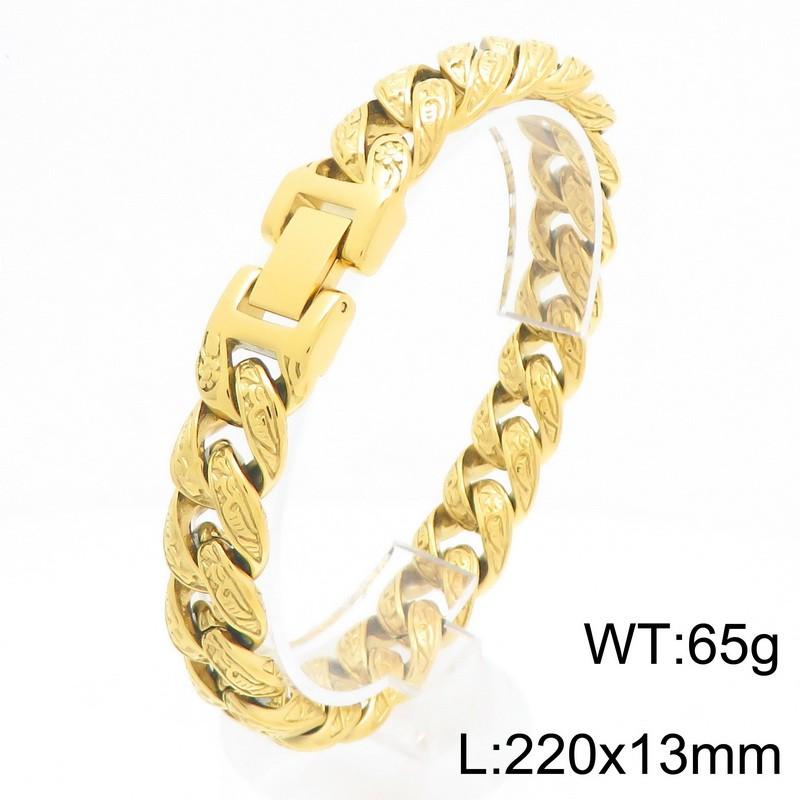 Hip Hop Stainless Steel Cuban Link Bracelet for Men Vintage Pattern Trendy Party Accessory Thick Charms Jewelry Gift for Party