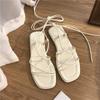 Women's Fairy Style Lace-up Roman Sandals - Flat Heel, Versatile and Gentle Summer Beach Footwear