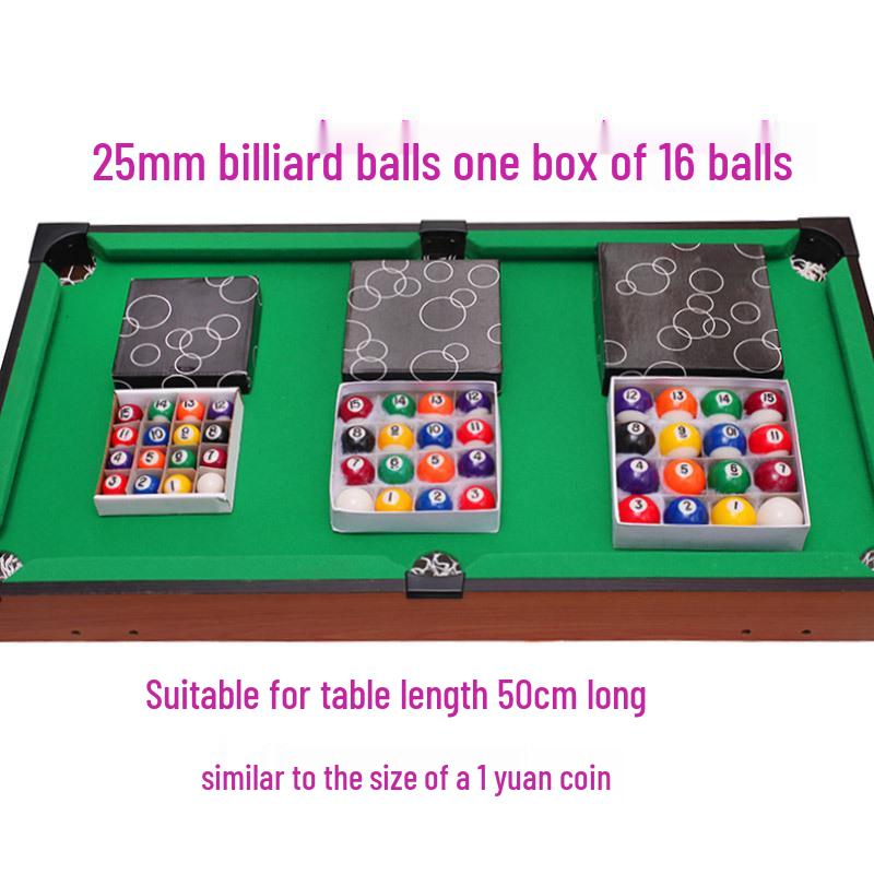 Mini Plastic Billiard Balls Set for Kids - 18mm, 25mm, 32mm Black Eight Balls, Toy Pool Balls