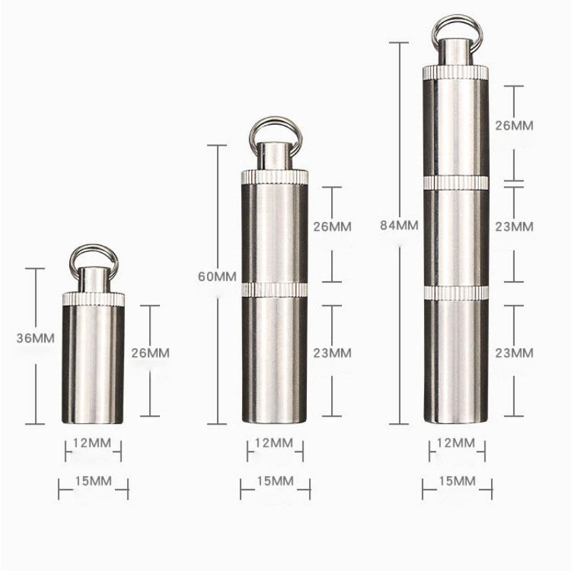 Titanium Alloy  Waterproof Pill Case Portable Keychain Medicine Sealed Capsule Storage Container Moistureproof for Travel Home