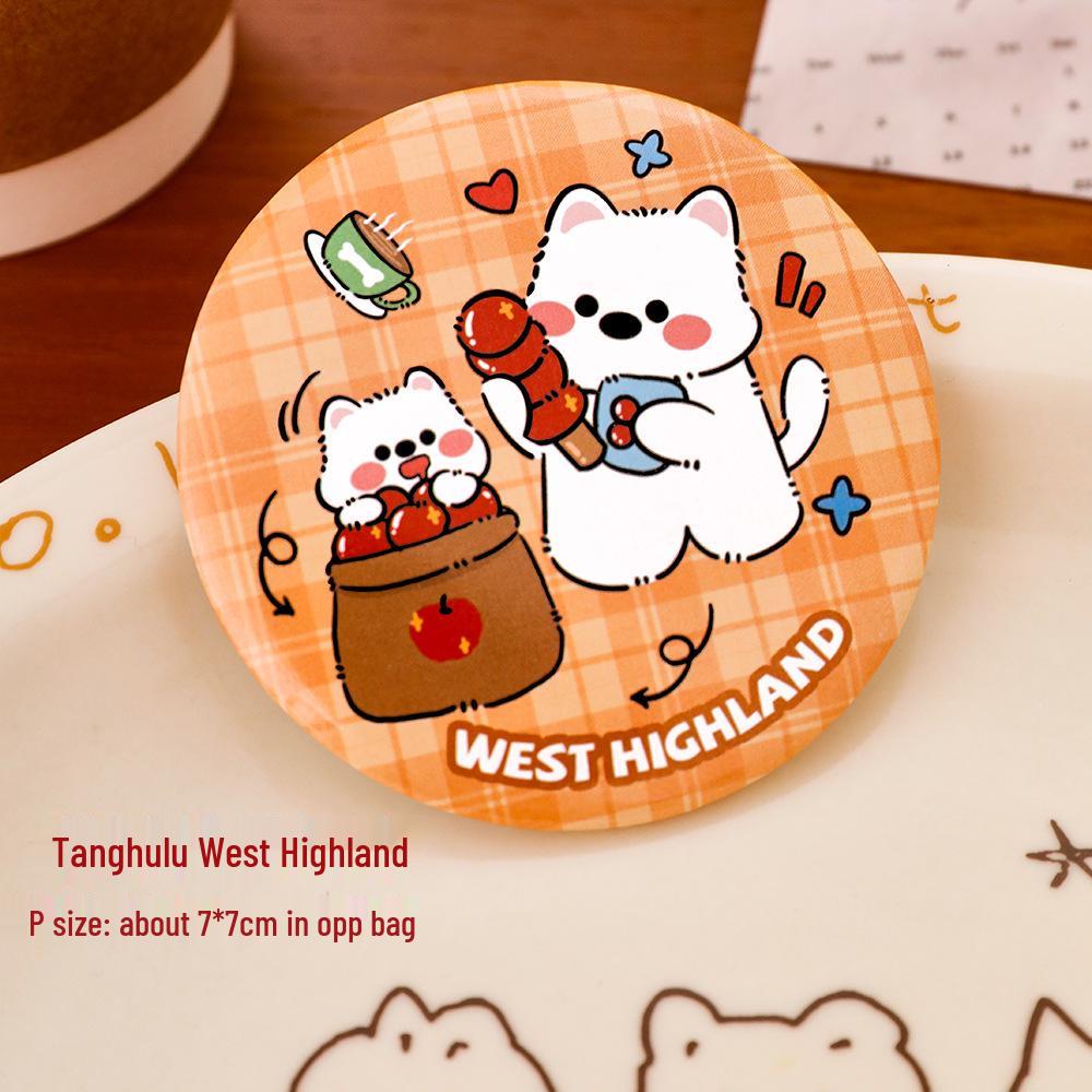 Cartoon West Highland White Terrier Portable Mini Makeup Mirror Diameter 7cm