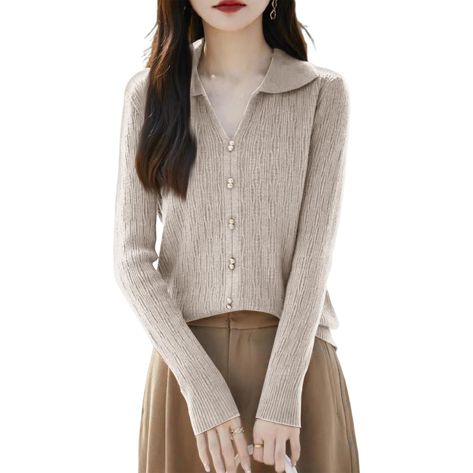 

Women s Design Slimming Bottoming Sweater With Knitted Cardigan One Size