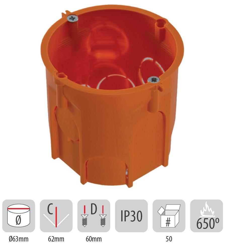 Puszka Podtynkowa 60 Głęboka Z Wkrętami - A.0001Ldp