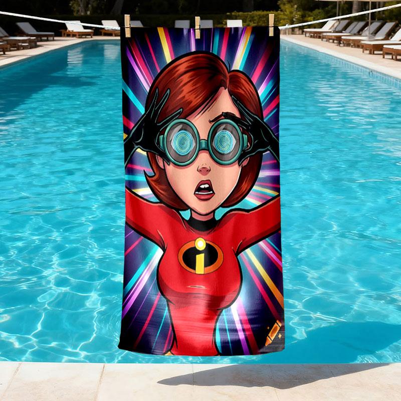 Incredibles Print Beach Towel Design, Soft, Lightweight. for Home Bathroom, Spa, Pool, Yoga, Surfing, Camping, Gift for Family, Friend