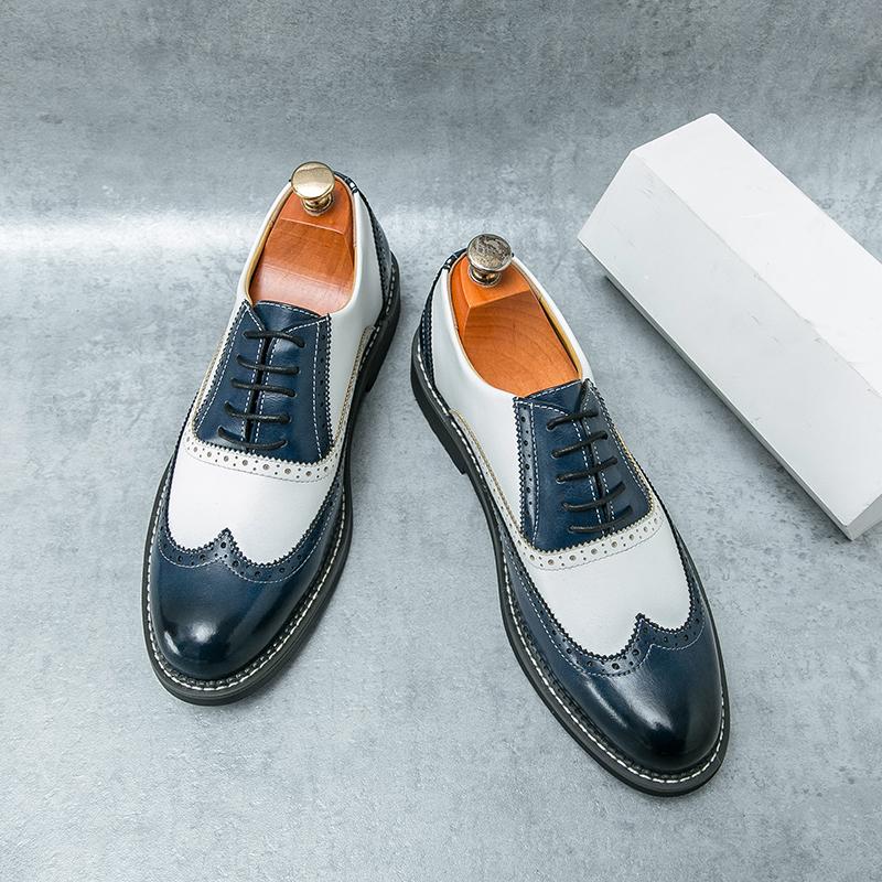 Fashion Brand Men Leather Casual Business Shoes New Lace Up Wearable  Anti Slip Formal Office Work Shoes Men Party Wedding Oxford Shoes