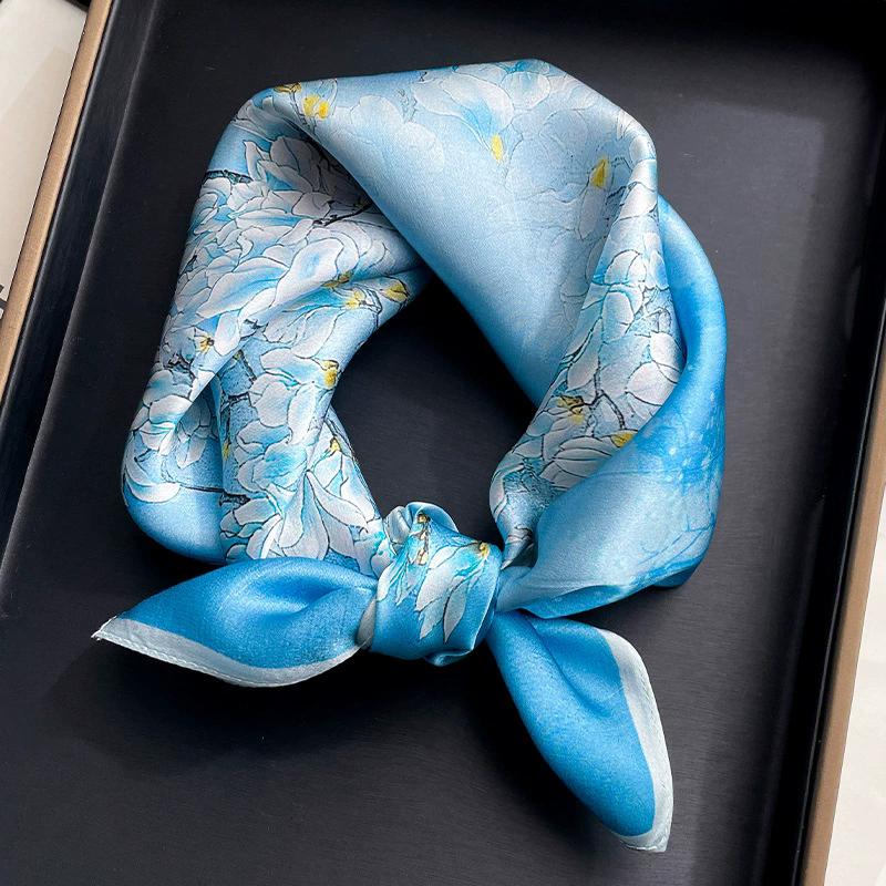 100% Pure Silk Scarf Women Neck Square Headband Scarves Bandana  Fashion Hijab Poncho Scarves Pashmina  Female Foulard 53cm