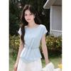 Women's Elegant Slim-Fit Blue Short Sleeve T-Shirt