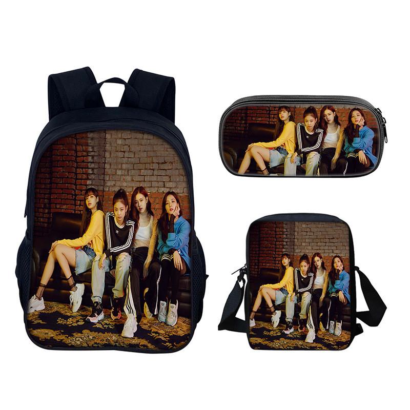 Set de Mochila Estudiantil Blackpink con Material de Nylon y Diseño Creativo para Uso Diario
