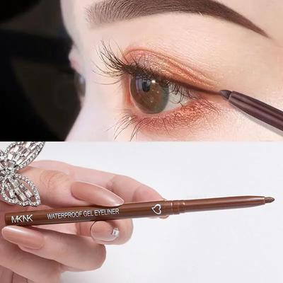 Crayon gel eyeliner waterproof, mat, marron, effet ver à soie, longue tenue, séchage rapide, maquillage