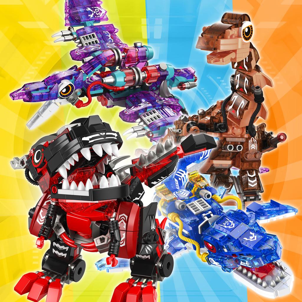 Mechanical Dinosaur Series, Tyrannosaurus Rex, Four Boys' Particle Puzzle Assembly, Desktop Decoration, Building Blocks, Holiday