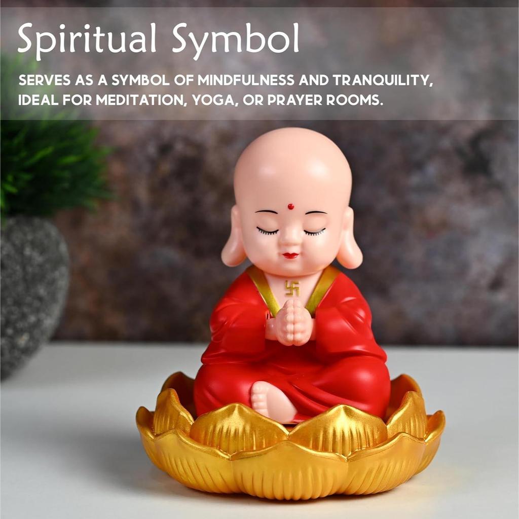 Autozubehör für Armaturenbrett – Solarbetriebene Namaste Buddha-Statue | Glückssymbol | Niedliche Solar-Mönchsdekoration |