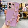 Plating Love Heart Bracelet Chain Phone Case For XiaoMi 13T 14T Redmi 13C 14C 1 C 4G Note 14 13 12 Pro Plus Back Cover