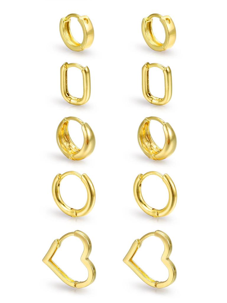 Elegant Minimalist Geometric C-Shaped Earrings Set – 3 Pairs for Women