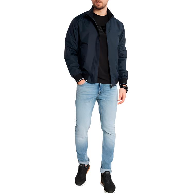 Emporio Armani EA7 Logo Zip Collar Long Sleeve Jacket Men jackets Navy-Blue 3DPB07-PN27Z-0578