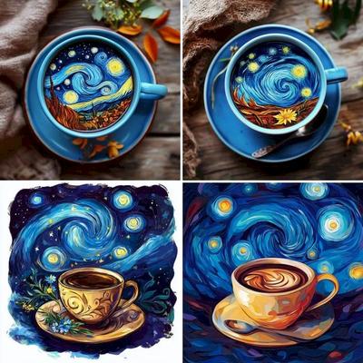 Yeni Tam Kare&Yuvarlak Elmas Boyama Kahve 5d Kendin Yap Elmas Nakış Yıldızlı Gökyüzü Manzara Dekorasyon Ev Sanat Kiti