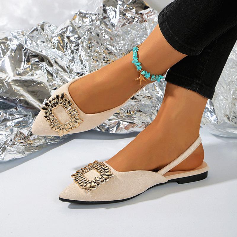 Flat-soled sandals New summer models Pointed comfortable bag head elastic sandals 35