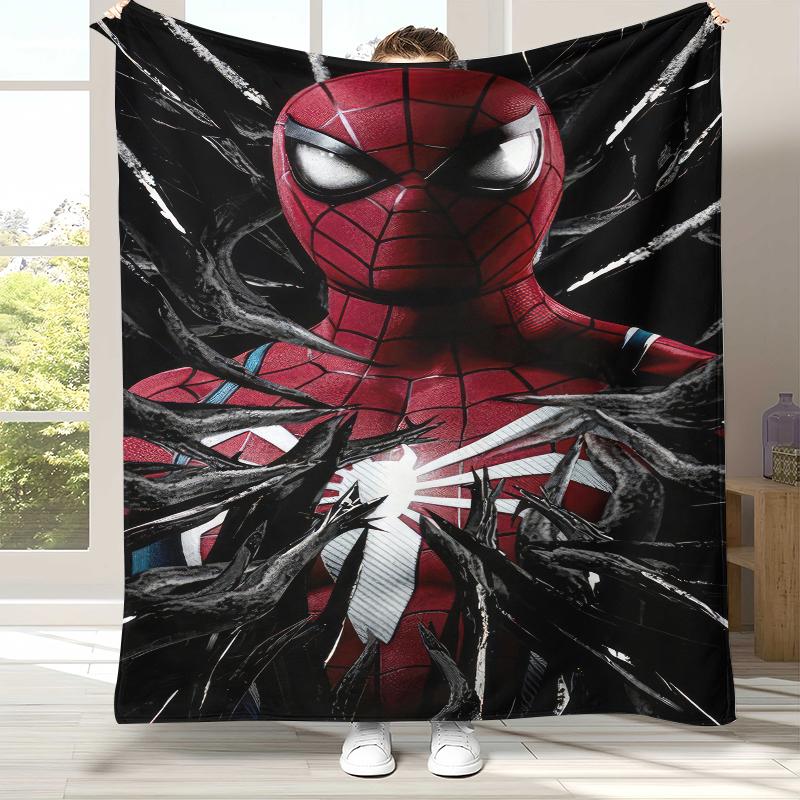 Marvel Avengers Spider Man Cartoon Flannel Blanket,Ultra Soft Warm Plush Throw for Home Bedroom Bed Sofa Cover Office Picnic