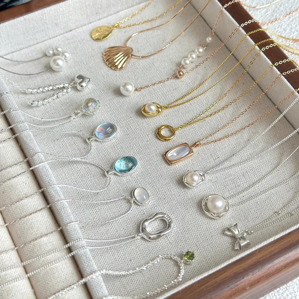 Wind Pearl Shell Summer Necklace Women'S Bow Does Not Fade Design Sense Collarbone Chain Jewelry