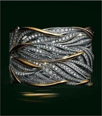 Bestselling Two-Tone Gold Plated Zircon Ring for European & American Women's Engagement