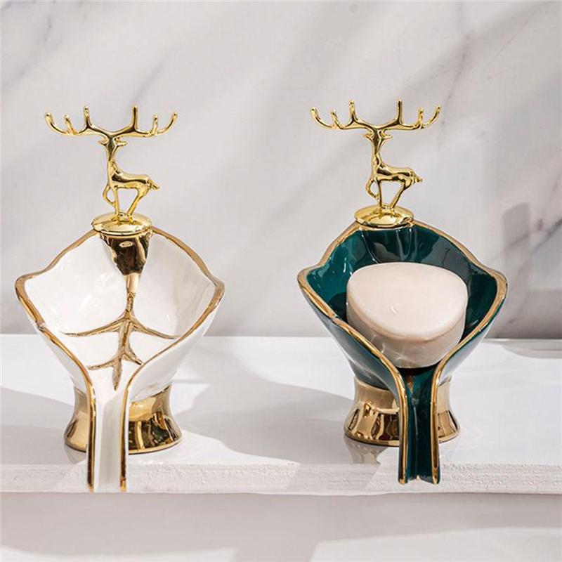 Light Bathroom Household Drain Soap Rack Leaf Shape Portable Luxury Style Soap Holder Tray New Creation