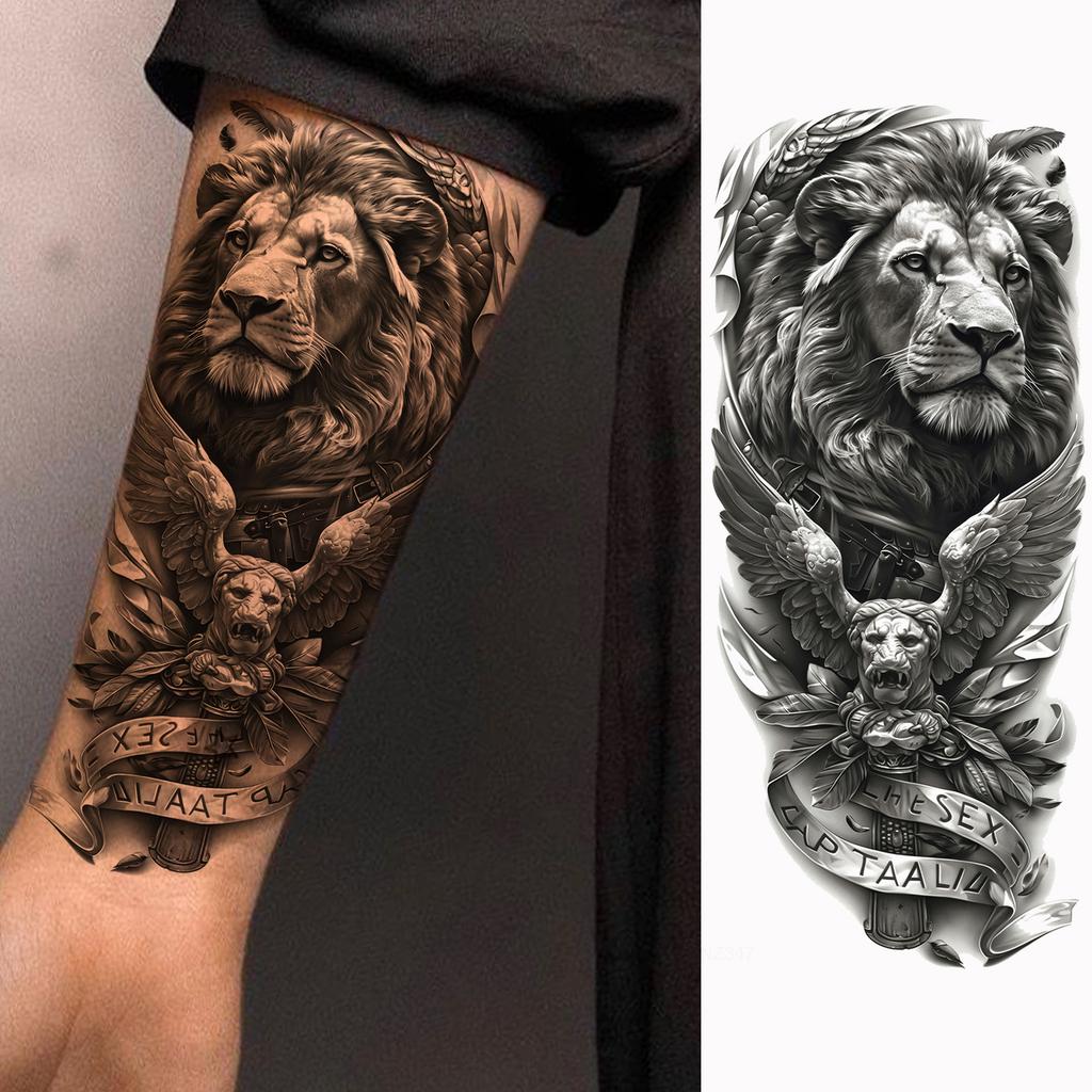 1 Sheet Realistic Fake Tiger Temporary Tattoos Sticker For Men Women Adults Water Transfer Transferable Tattoo Sleeve Waist Arm