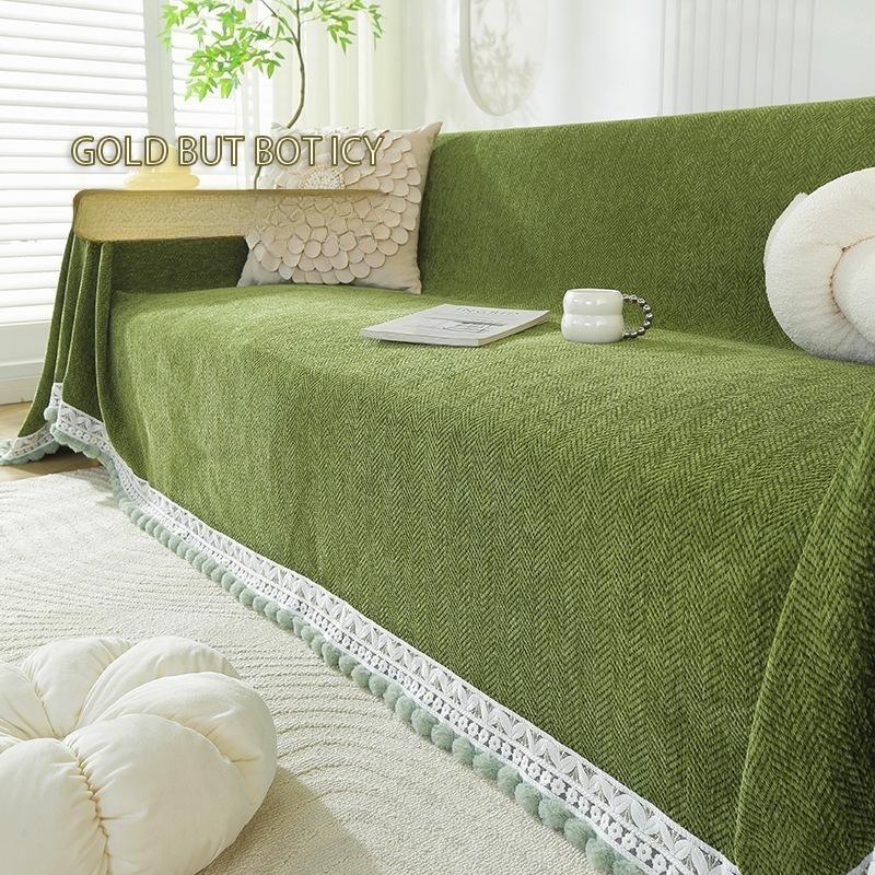 Herringbone Chenille Solid Color Sofa Towel Sofa Cover Sofa Cushion Thickened Sofa Cover Cover Cloth Universal In All Seasons