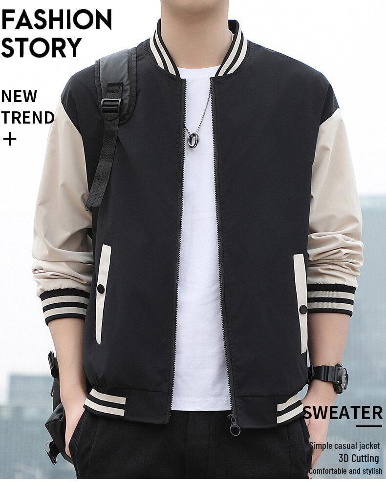 Men's Stand-Up Collar Casual Jacket - Youth Student Spring/Autumn Thin Baseball Style
