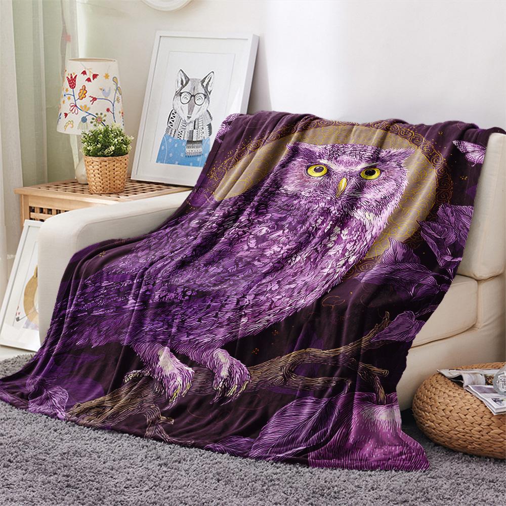Flanelová deka s potiskem soviček, Vysoce kvalitní, Pohodlná pro všechna roční období, Domácí dekorace, Teplo a pohodlí, Perfektní jako vánoční dárky