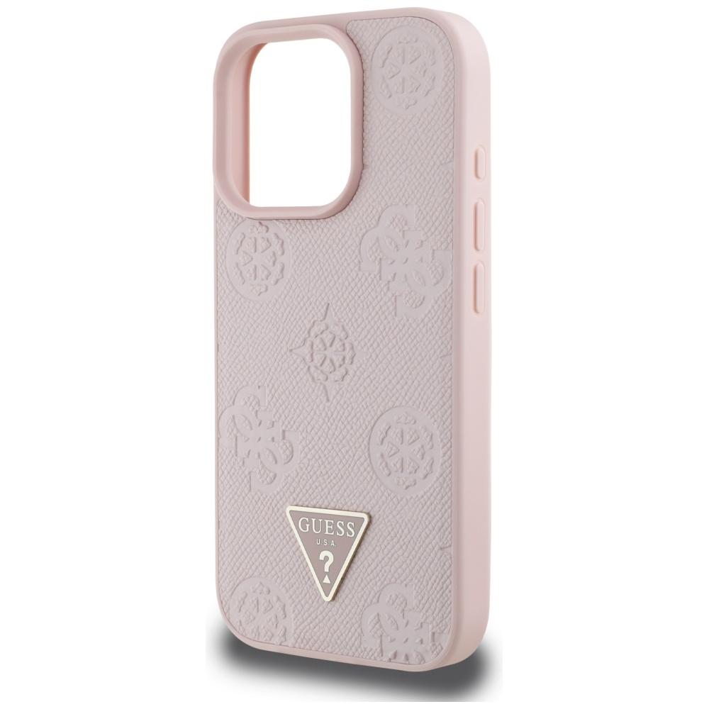 Etui Guess Grained Hot Stamp Peony       Triangle Logo Magsafe Do Iphone 16 Pro Różowy