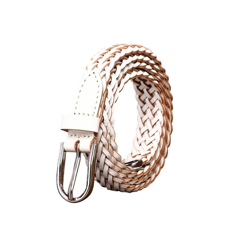 New Fashion Light Luxury Hand-Woven Belt Women'S Genuine Leather Pure Cowhide Woven Belt Women'S Personalized Trend Belt