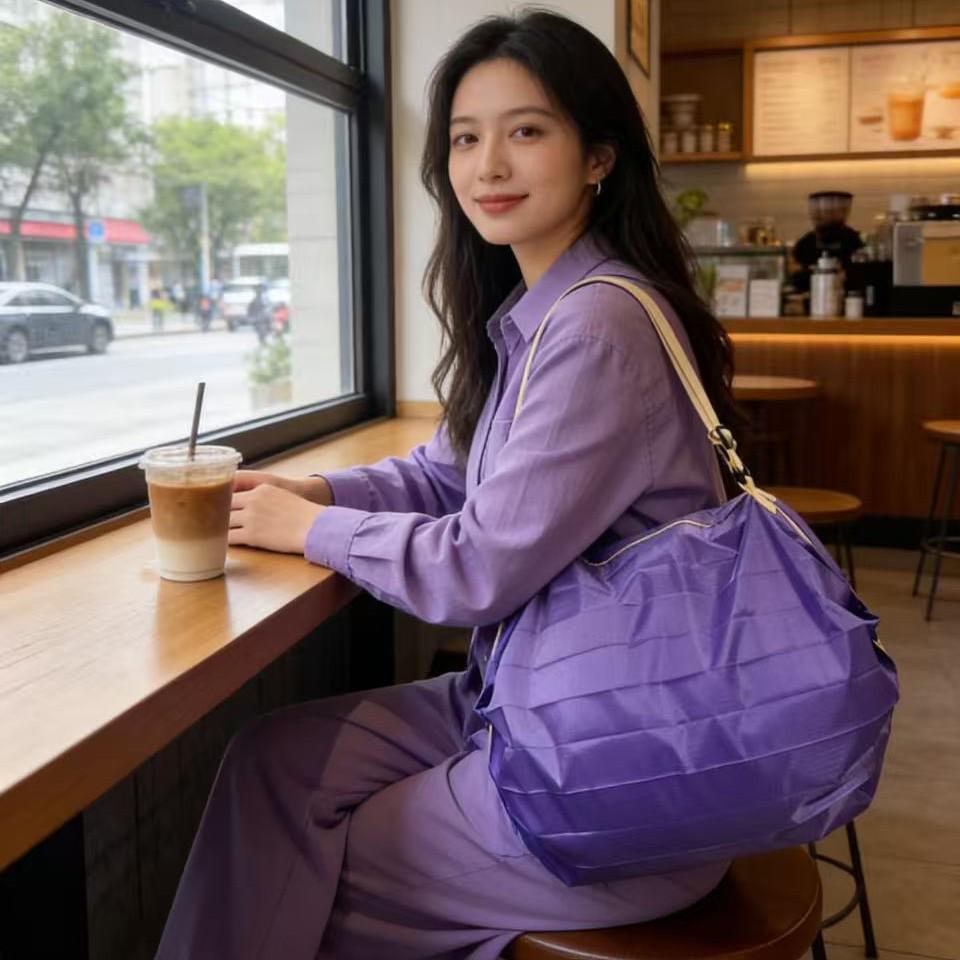 Japan Miljövänlig Stor Hopfällbar Shopping- och Rese Axelväska - Bärbar, Tjock & Återanvändbar