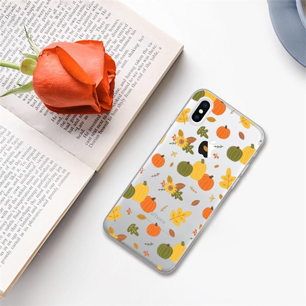 Autumn Pumpkin Leaf Phone Case For IPhone 11 12 13 14 Mini Pro Max XR X XS TPU Clear Case For 8 7 6 Plus SE 2020